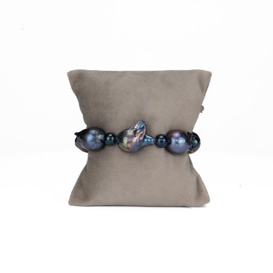 21.0-22.0mm Dark Blue Mix Freshwater Pearl Bracelet