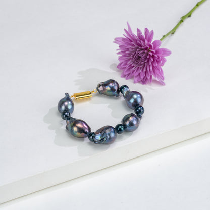 21.0-22.0mm Dark Blue Mix Freshwater Pearl Bracelet