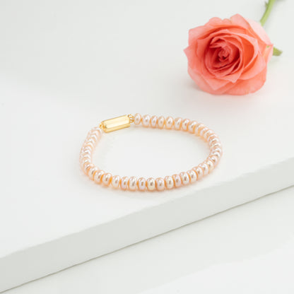 4.0-5.0mm Pink Button Freshwater Pearl Bracelet