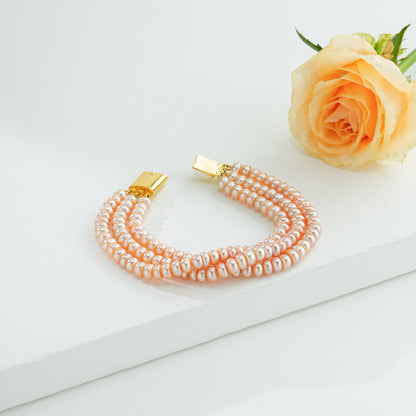 4.0-5.0mm Striking Pink Button Freshwater Pearl Bracelet