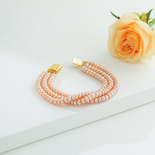 4.0-5.0mm Striking Pink Button Freshwater Pearl Bracelet