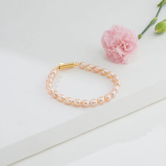 7.0-8.0mm Superior Pink Drop Freshwater Pearl Bracelet