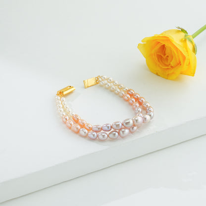 Grading Subtle Drop  Multicolor Freshwater Pearl Bracelet