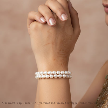 8.0-9.0mm White Drop Freshwater Pearl Bracelet