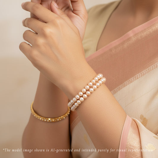 6.0-7.0mm Pink Near Round Freshwater Pearl Bracelet