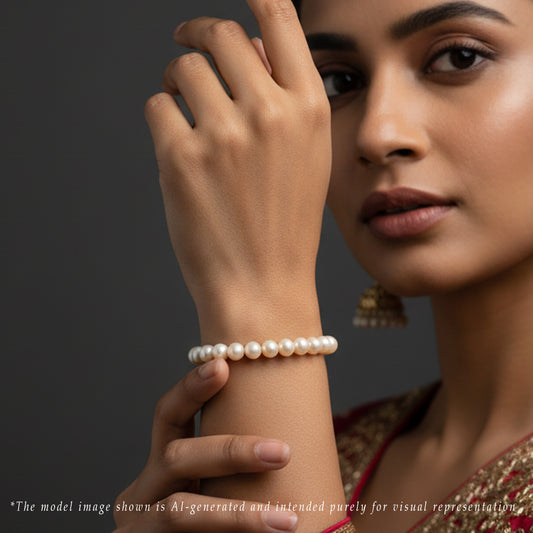 6.0-7.0mm Pink Near Round Freshwater Pearl Bracelet