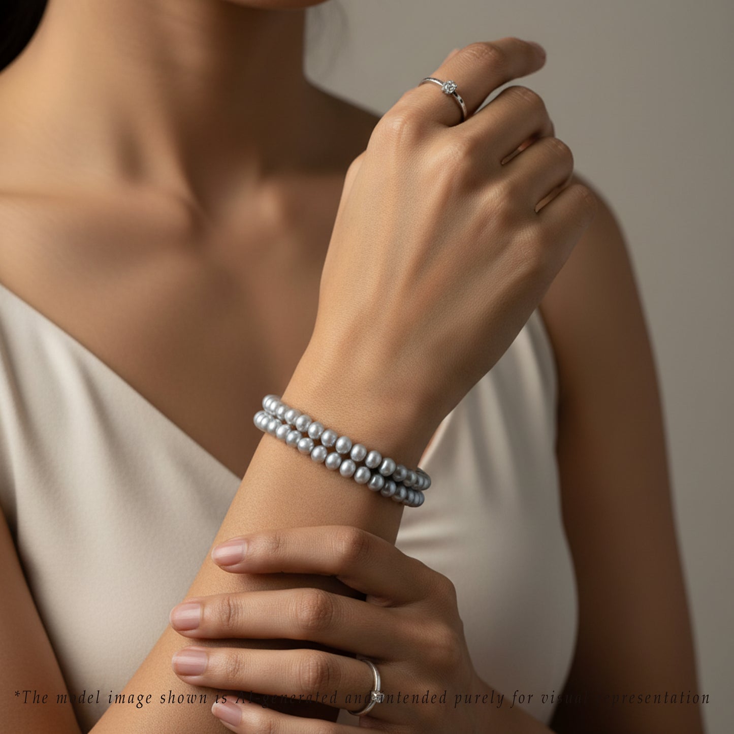 5.0-6.0mm Adorable Grey Round Freshwater Pearl Bracelets