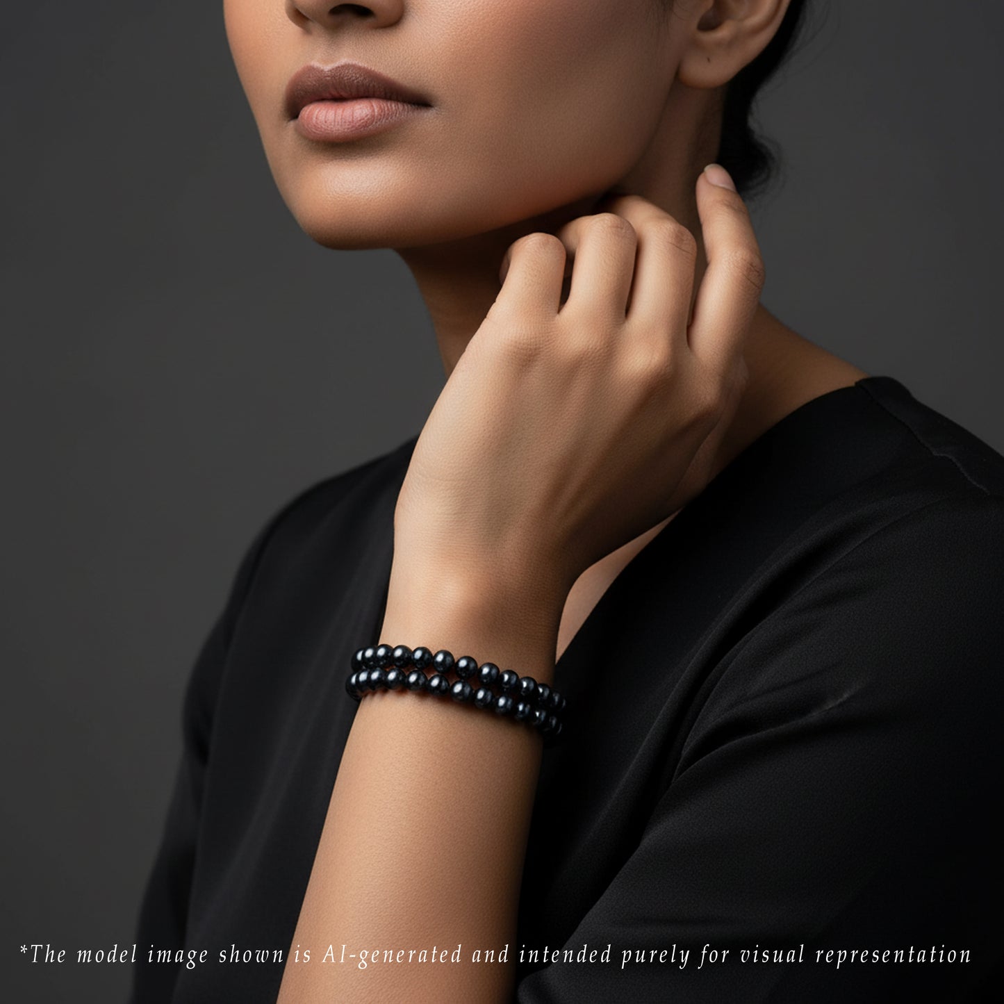 6.0-7.0mm Black Near Round Freshwater Pearl Bracelet