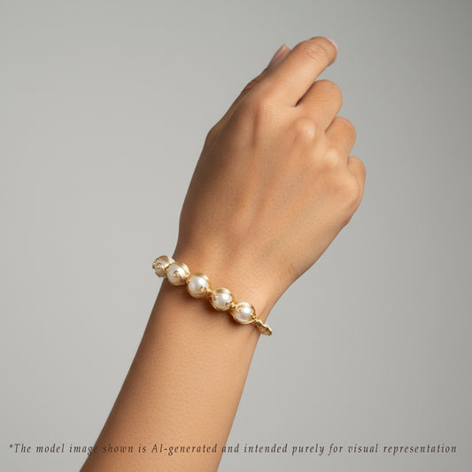 Superior White Near Round Freshwater Pearl Bracelet