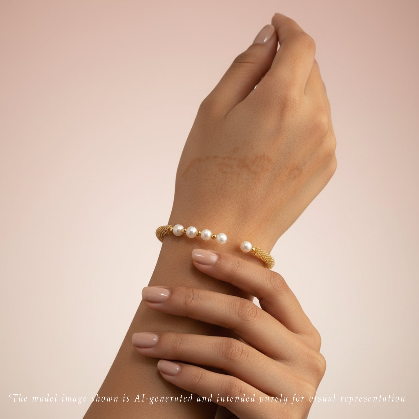 Unique White Near Round Freshwater Pearl Bracelet