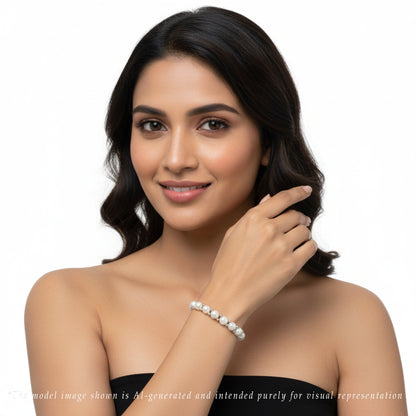 Fixable Fancy White Button Freshwater Pearl Bracelet