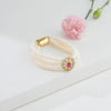 Opulent Red Stone White Freshwater Pearl Bracelet