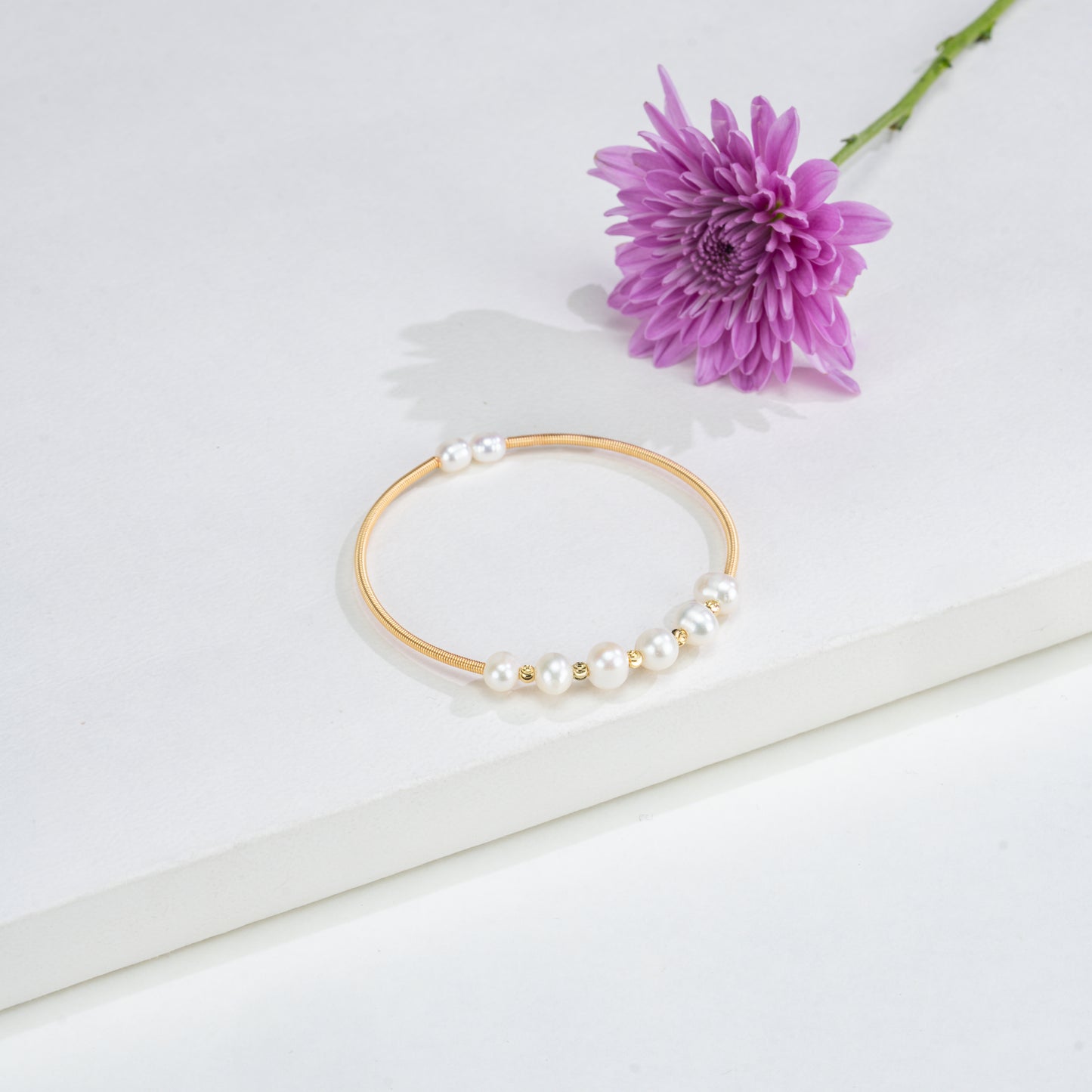 Sparkly White Near Round Freshwater Pearl Bracelet