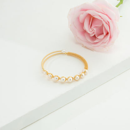 Edgy White Near Round Freshwater Pearl Bracelet