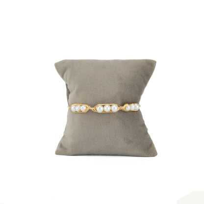 Reflective White Near Round Freshwater Pearl Bracelet