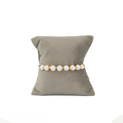 Elegant White Near Round Freshwater Pearl Bracelet