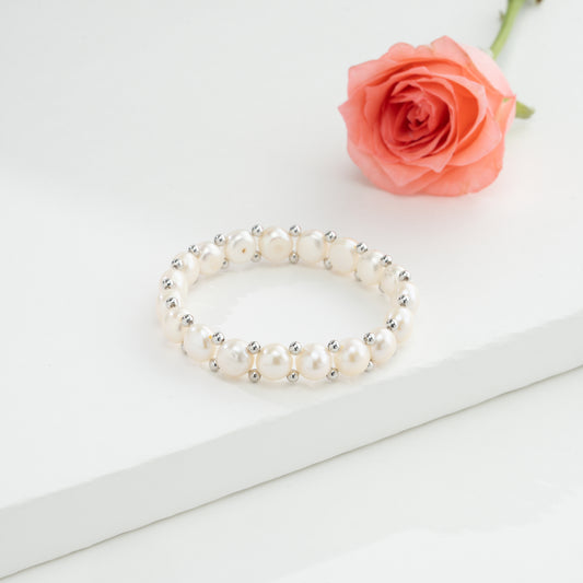 Fixable Fancy White Button Freshwater Pearl Bracelet