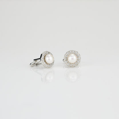 Charming White Stone Freshwater Pearl Cufflinks
