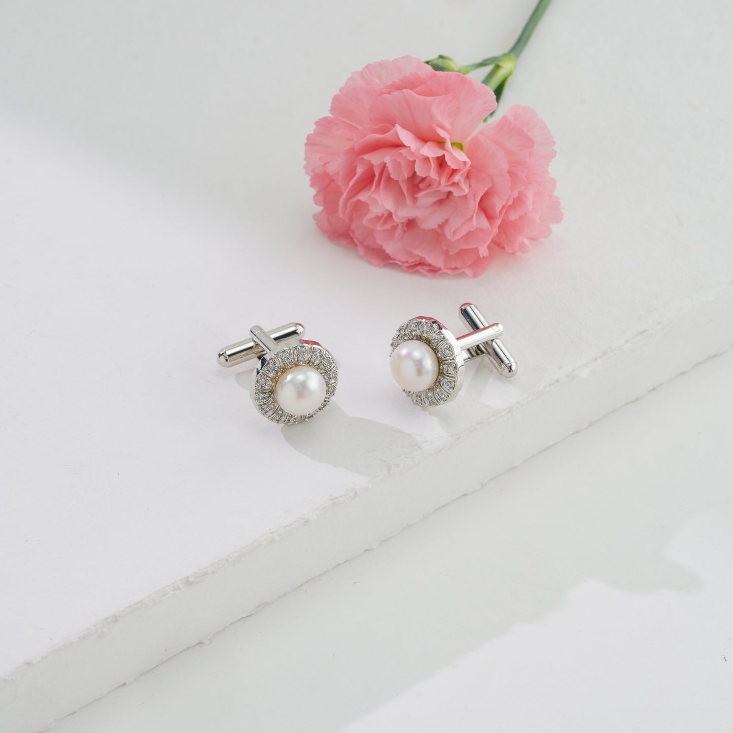 Charming White Stone Freshwater Pearl Cufflinks