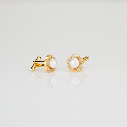 Classy White Stone Freshwater Pearl Cufflinks