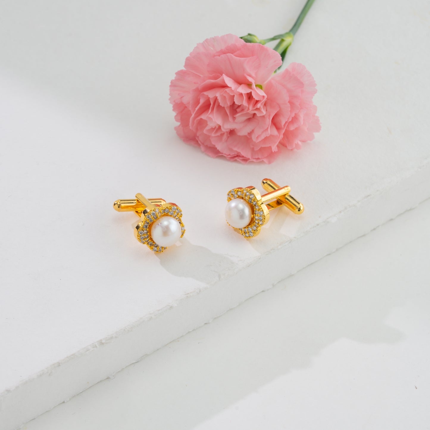 Classy White Stone Freshwater Pearl Cufflinks