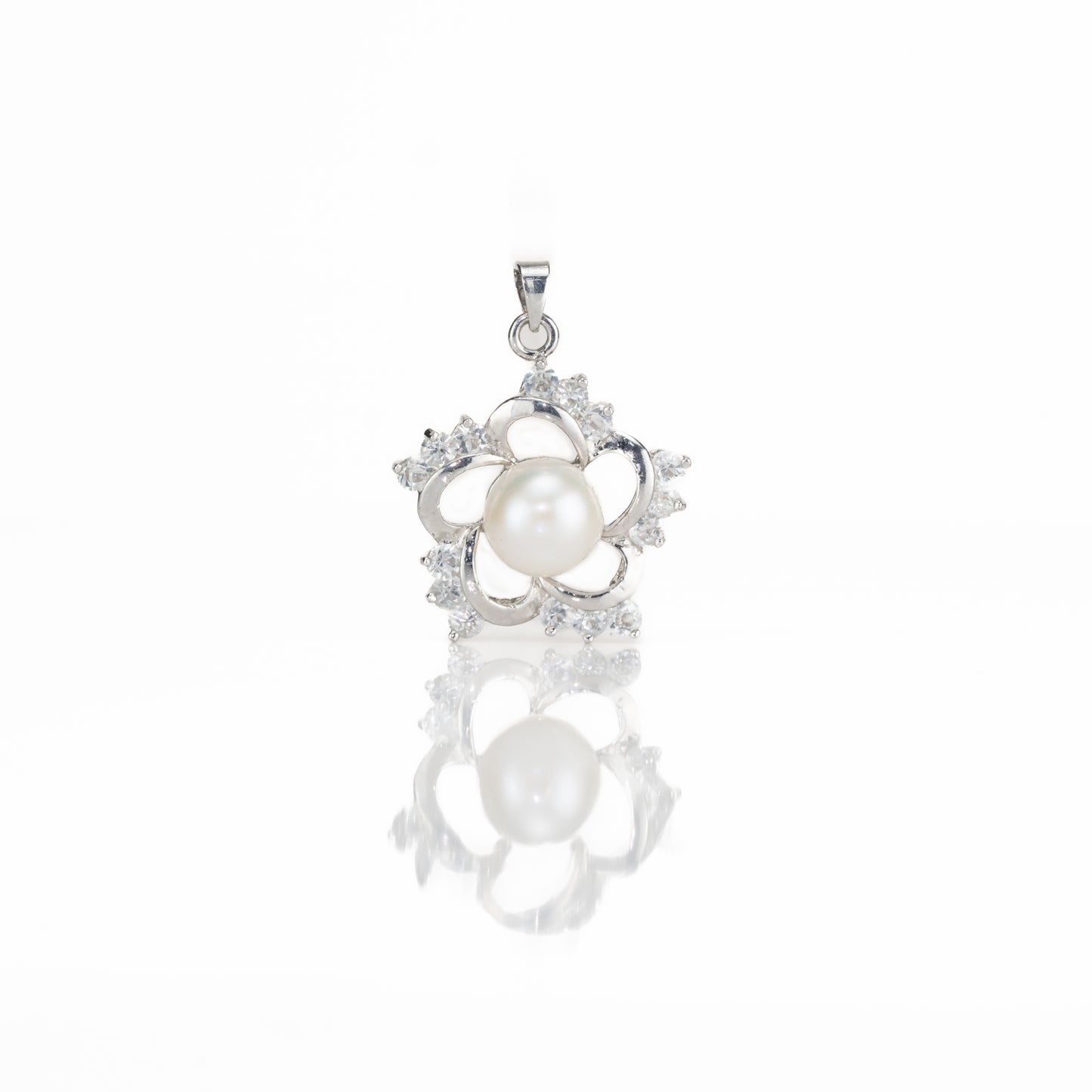 Sparking White Stone Freshwater Pearl Locket