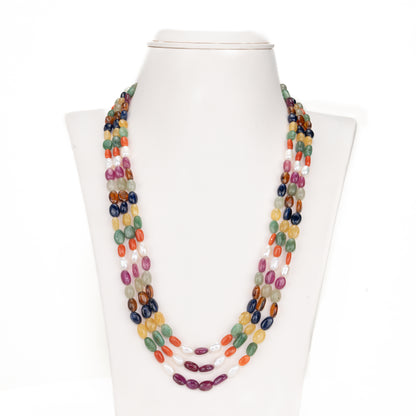 Natural Navaratan Beads Necklace