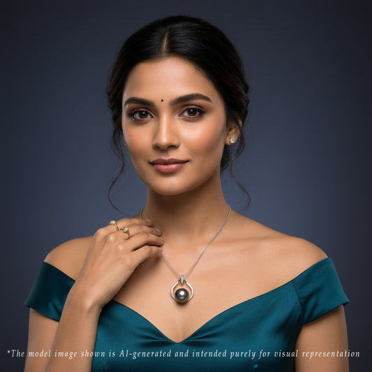 Dramatic Black Round Freshwater Pearl Locket