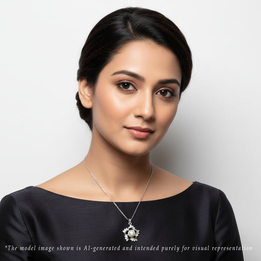 Sparking White Stone Freshwater Pearl Locket