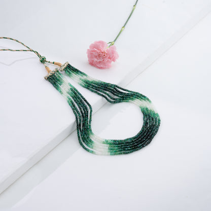 Natural Emerald Shaded Mala