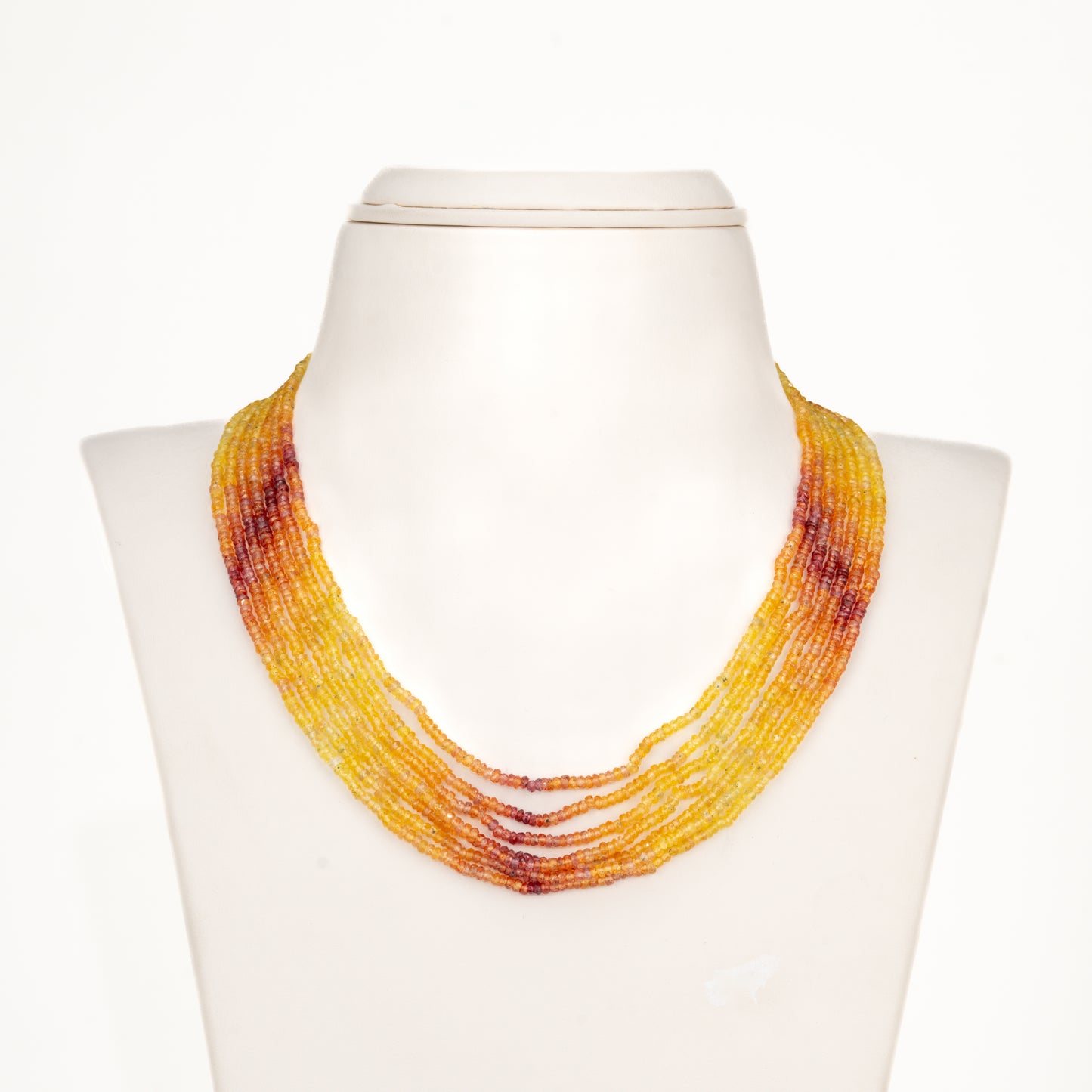 Elegant Yellow Sapphire Multicolor Shaded Beads Necklace