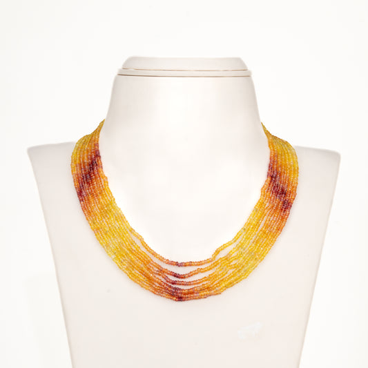 Elegant Yellow Sapphire Multicolor Shaded Beads Necklace