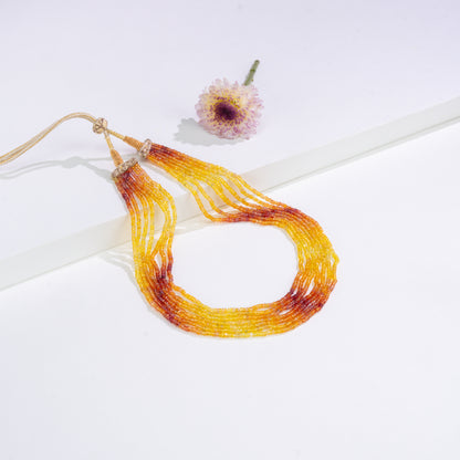 Elegant Yellow Sapphire Multicolor Shaded Beads Necklace