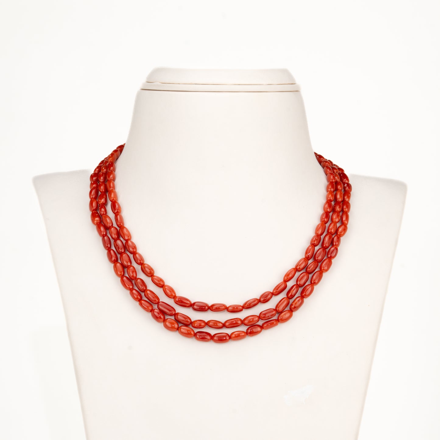 Traditional Natural Red Coral Oval Beads Neacklace