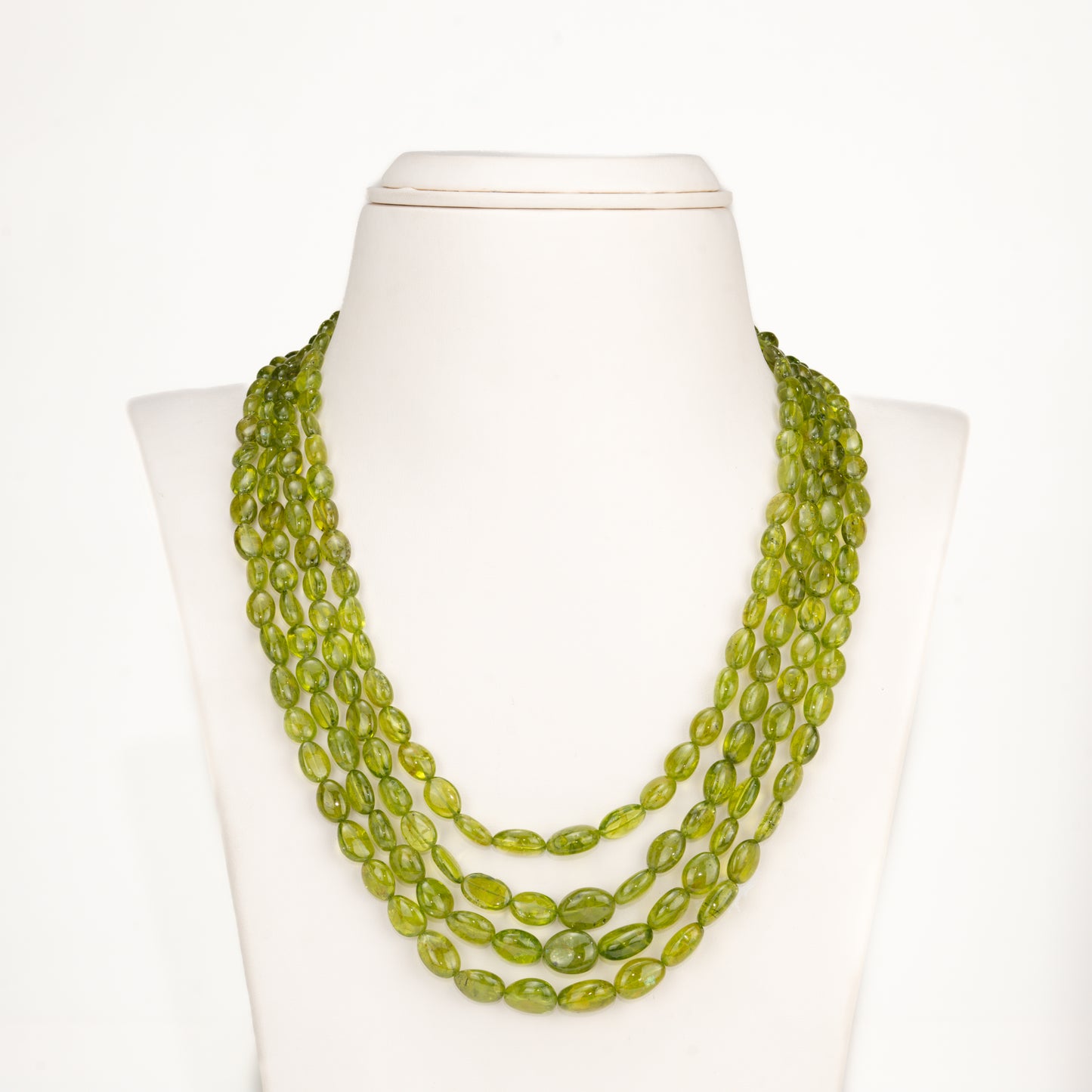 Premium Natural Peridot Oval Beads Necklace