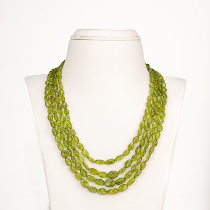 Premium Natural Peridot Oval Beads Necklace