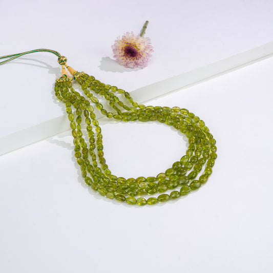 Premium Natural Peridot Oval Beads Necklace