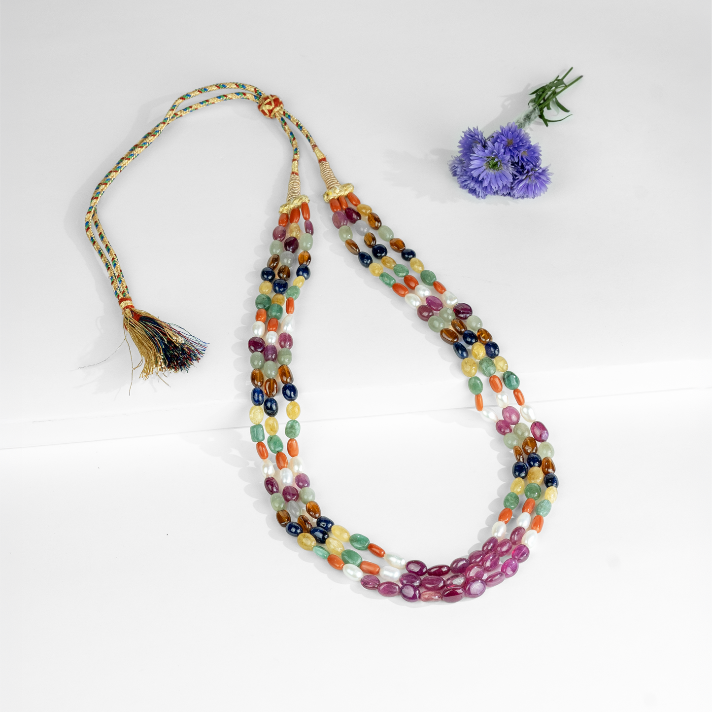 Natural Navaratan Beads Necklace