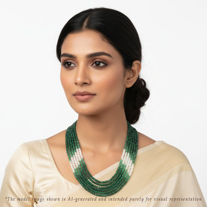 Natural Emerald Shaded Mala