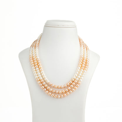 6.0-7.0mm Multicolor Near Round Freshwater Pearl Necklace Set - A Quality