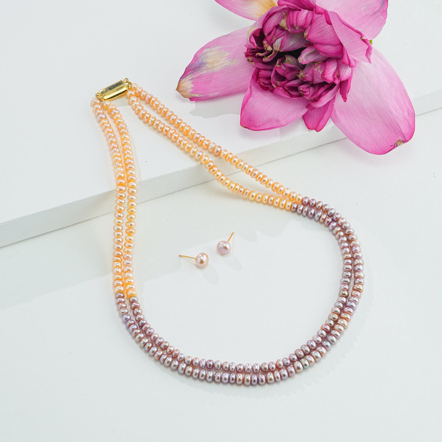 4.0-5.0mm Multicolor Button Freshwater Pearl Necklace Set - A Quality