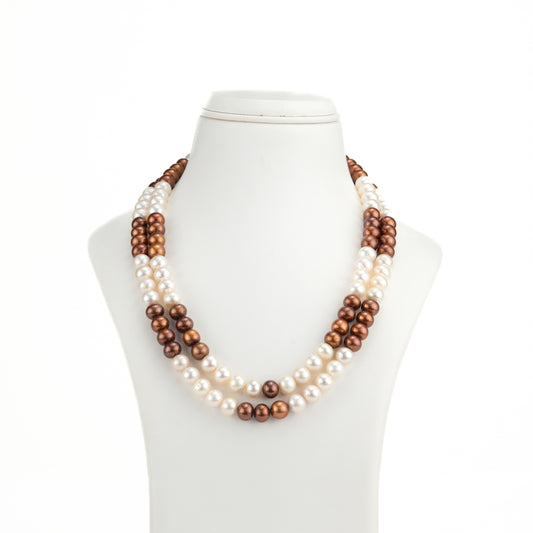 8.0-9.0mm Multicolor Near Round Freshwater Pearl Necklace Set - A Quality