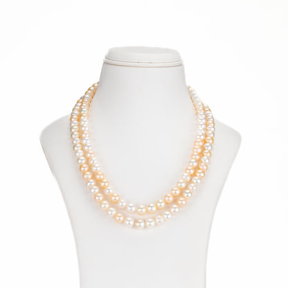 8.0-9.0mm Multicolor Near Round Freshwater Pearl Necklace Set - A Quality