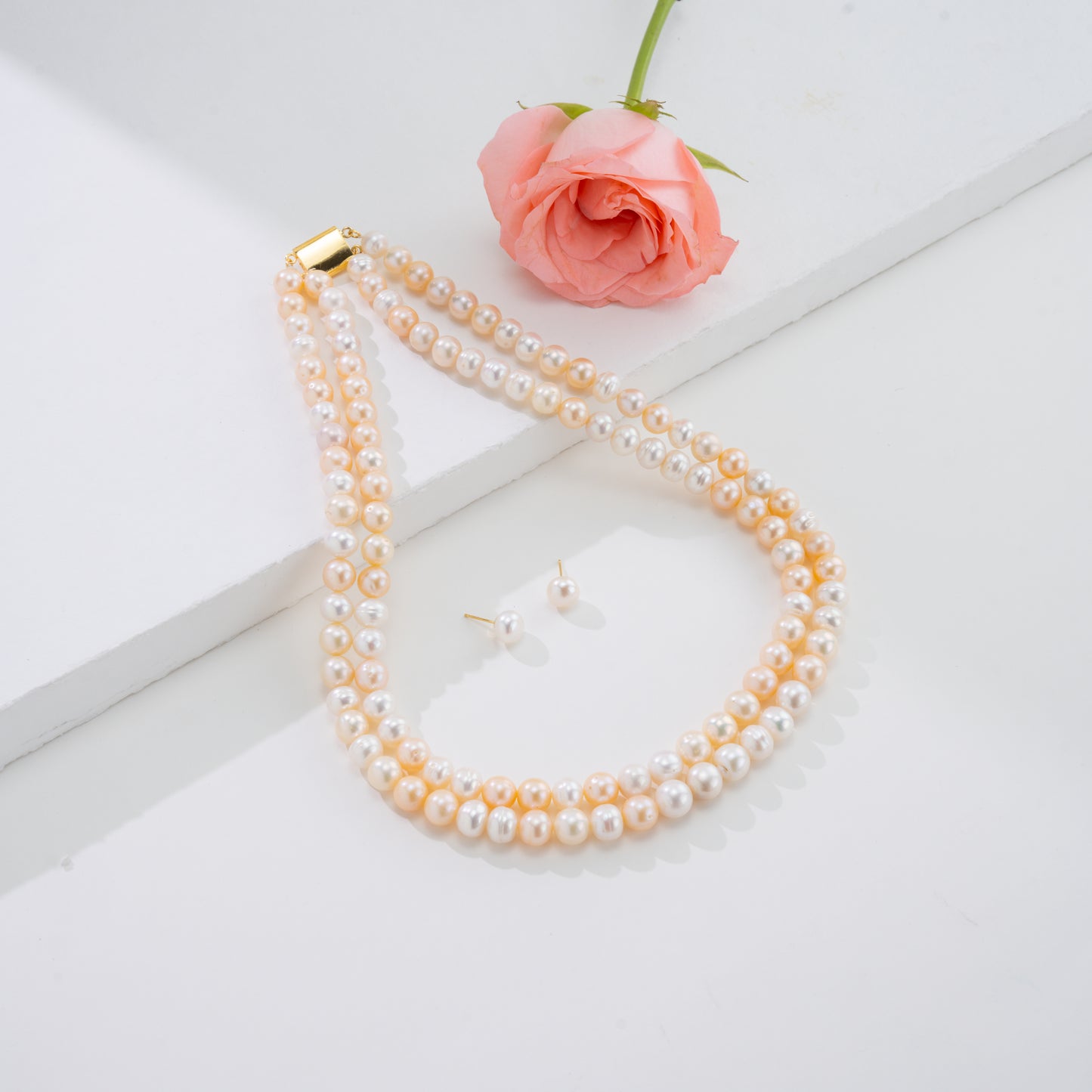 8.0-9.0mm Multicolor Near Round Freshwater Pearl Necklace Set - A Quality
