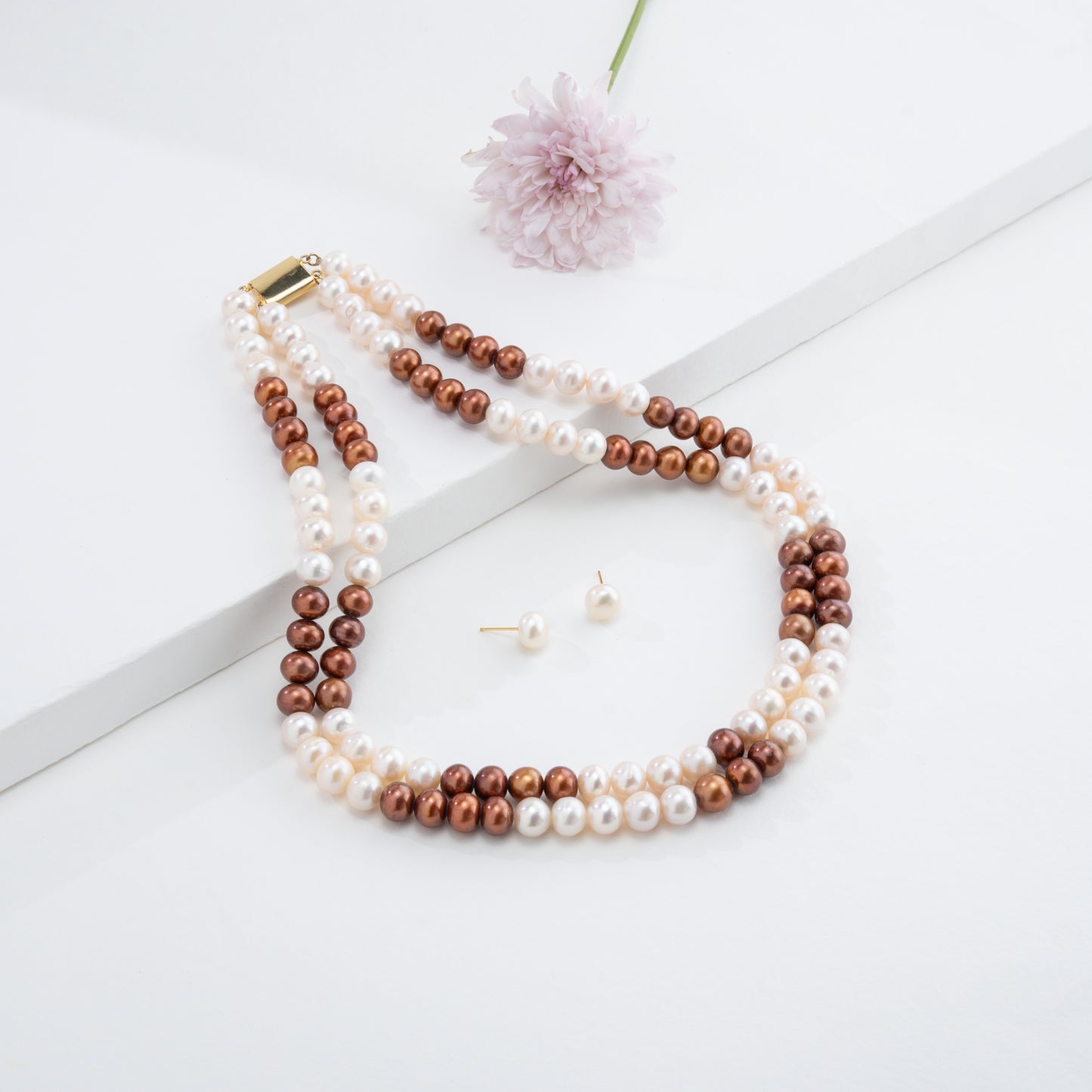 8.0-9.0mm Multicolor Near Round Freshwater Pearl Necklace Set - A Quality