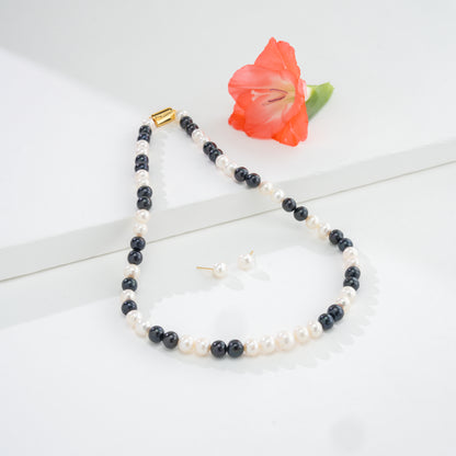 7.0-8.0mm Multicolor Near Round Freshwater Pearl Necklace Set - A Quality