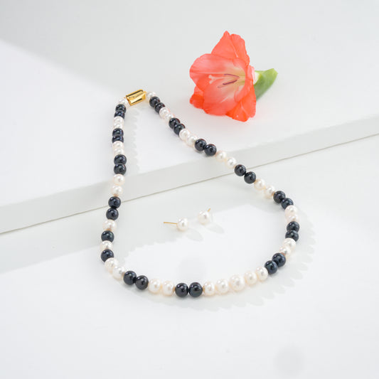 7.0-8.0mm Multicolor Near Round Freshwater Pearl Necklace Set - A Quality