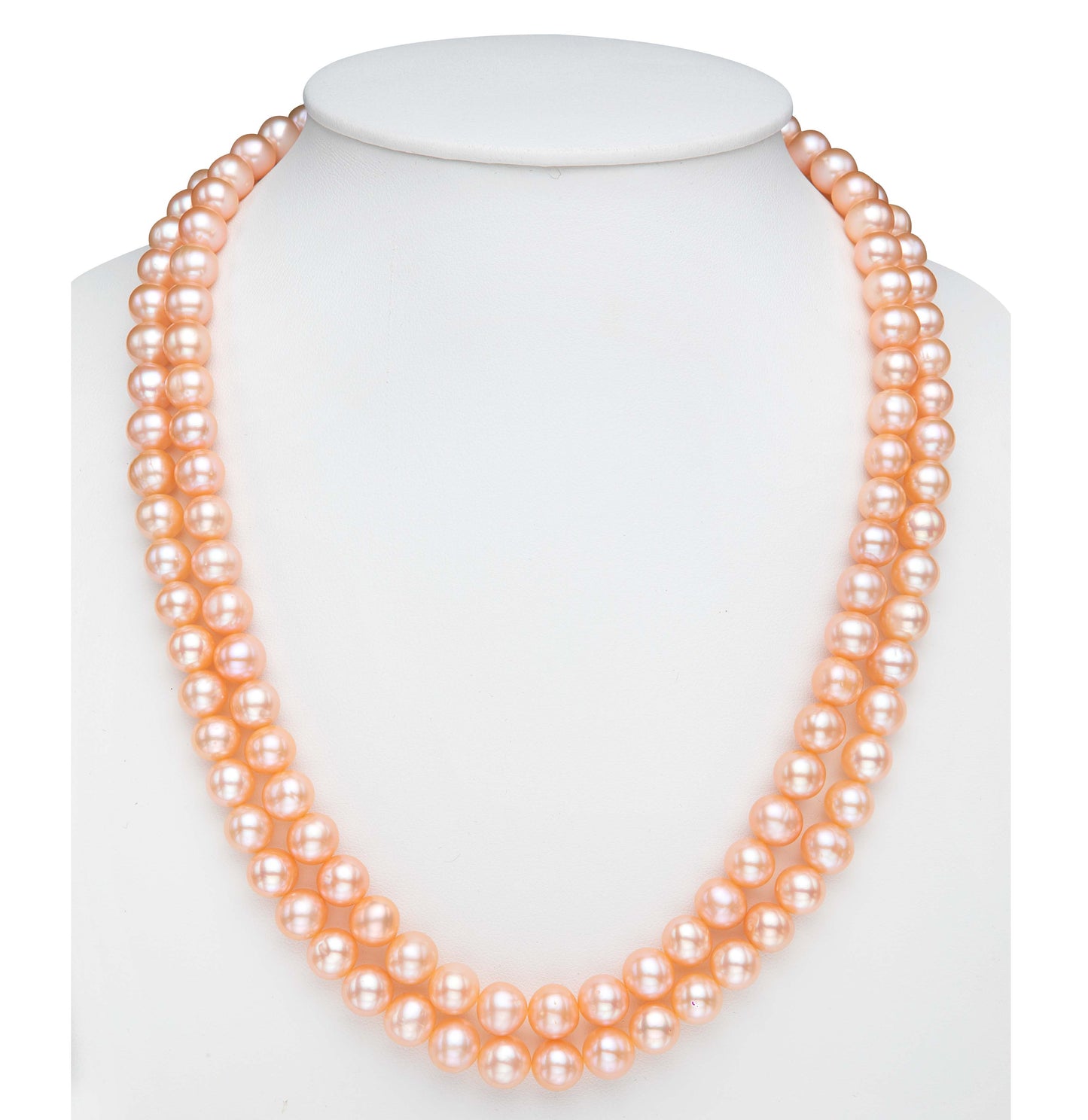 7.0-8.0mm Pink Round Freshwater Pearl Necklace Set - AAA Quality