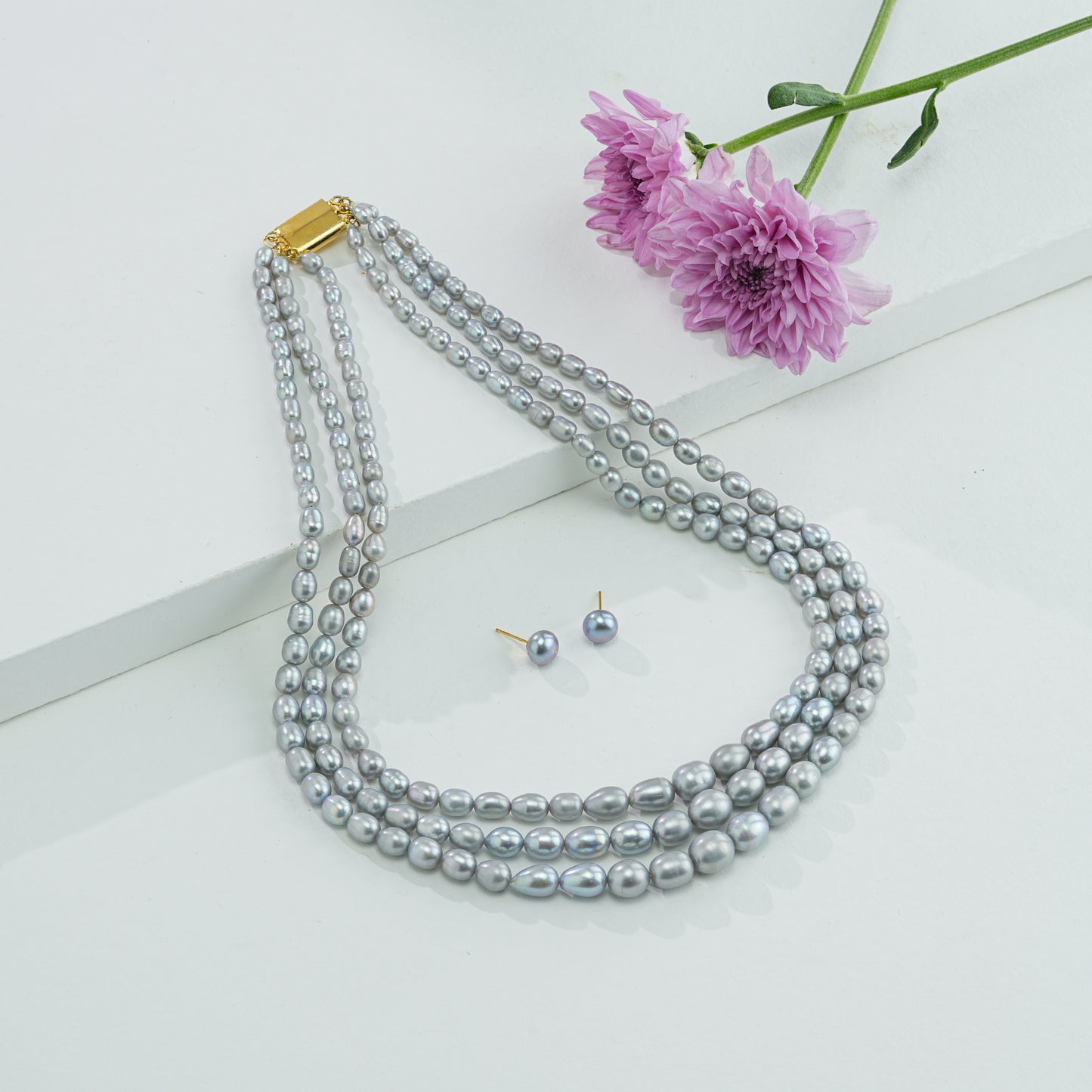 Grading Grey Drop Freshwater Pearl Necklace Set - AA Quality