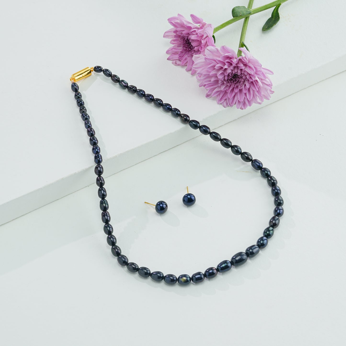 Grading Black Drop Freshwater Pearl Necklace Set - A Quality